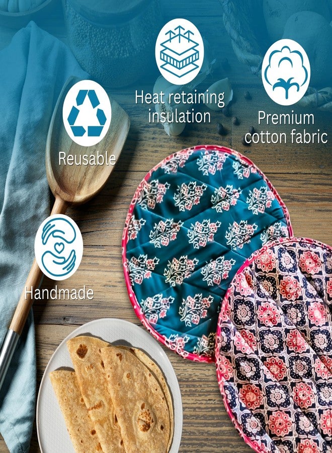 Aksobha Cotton Roti Pouch | Microwave-Friendly Tortilla & Roti Warmer | Reusable Cloth Pouch to Keep Tortillas, Naan, Chapatti, Pancakes & Flatbreads Warm & Fresh | Set of 1 - Image 2